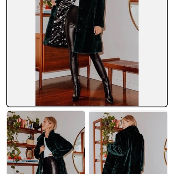 New Avec Les Filles Emerald Faux Fur Coat | Small - Picture 5 of 5